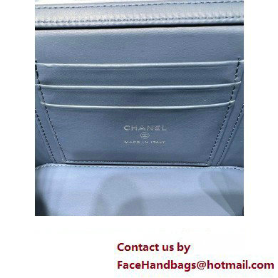 chanel Shiny Crumpled Calfskin, Strass  &  Ruthenium-Finish Metal Clutch with Chain AP3593 blue 2023